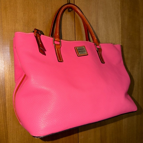 Dooney & Bourke Pink Pebbled Leather Double Zip Satchel Purse - Picture 12 of 16